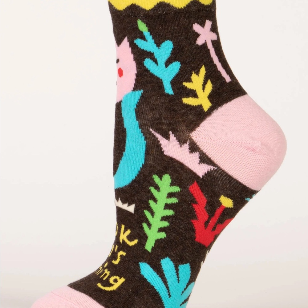 Blue Q “Look Who’s Blooming” women’s ankle socks colorful design New With Tags - Picture 4 of 9